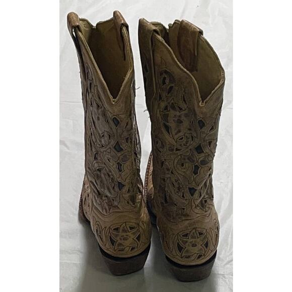 Corral Vintage Boot Women’s 6M Style A1970 Saddle Brushed Laser Brown Tan - Picture 4 of 16